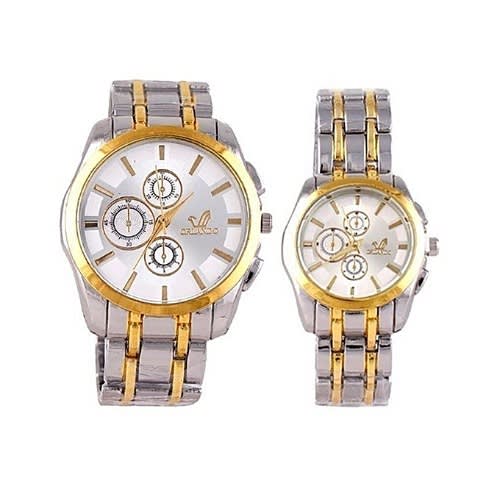 Couple's Stainless Wristwatch Set