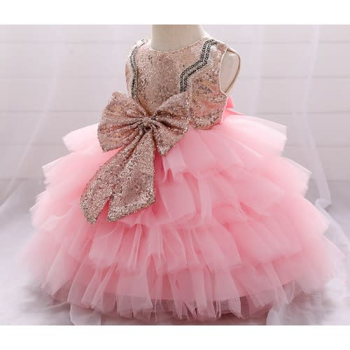 Baby Girls Dress - Big Bow Dress - Pink