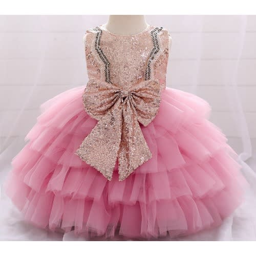 Baby Girls Dress - Big Bow Dress - Pink