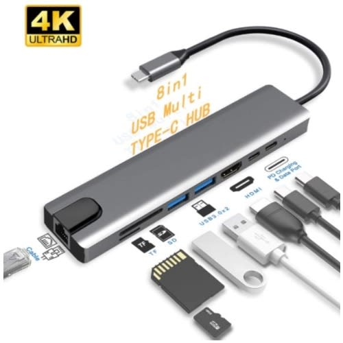 Type C To HDMI + LAN + USB 3.0 X 2 + TF + SD