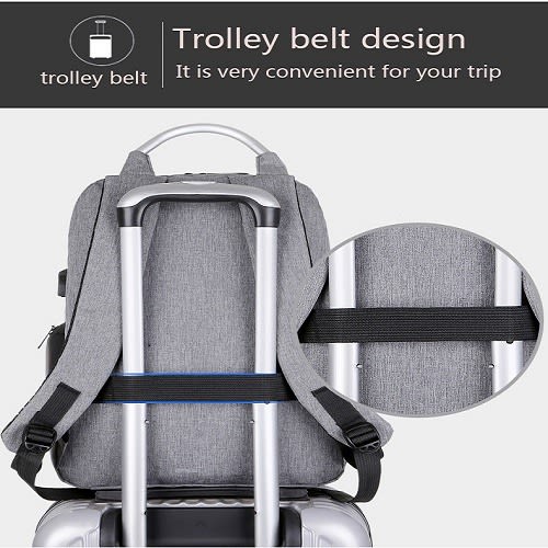 Anti Theft Water-resistant Backpack & Laptop Bag With Usb Charging Port - Grey & Black