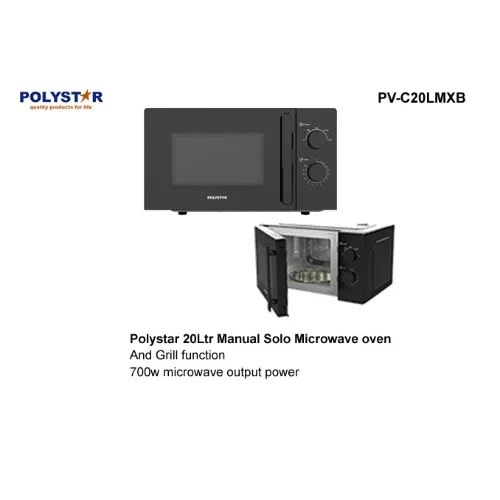 20l Manual Solo Microwave Oven - 700w - Black