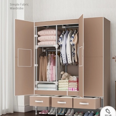 Steel Mobile Wardrobe With 3 Real Opening Doors N Drawers