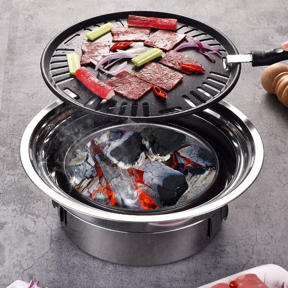 7PCS  Stainless Steel Charcoal Barbecue Grill Barbecue