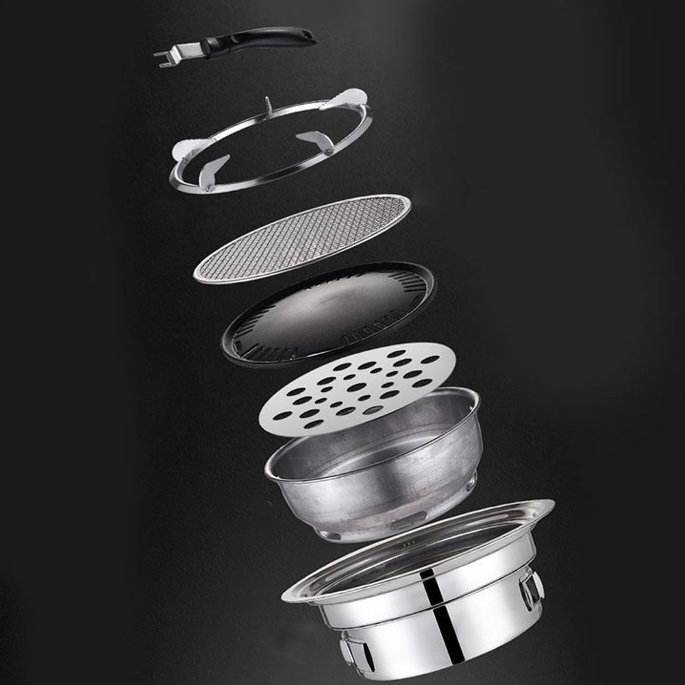 7PCS  Stainless Steel Charcoal Barbecue Grill Barbecue