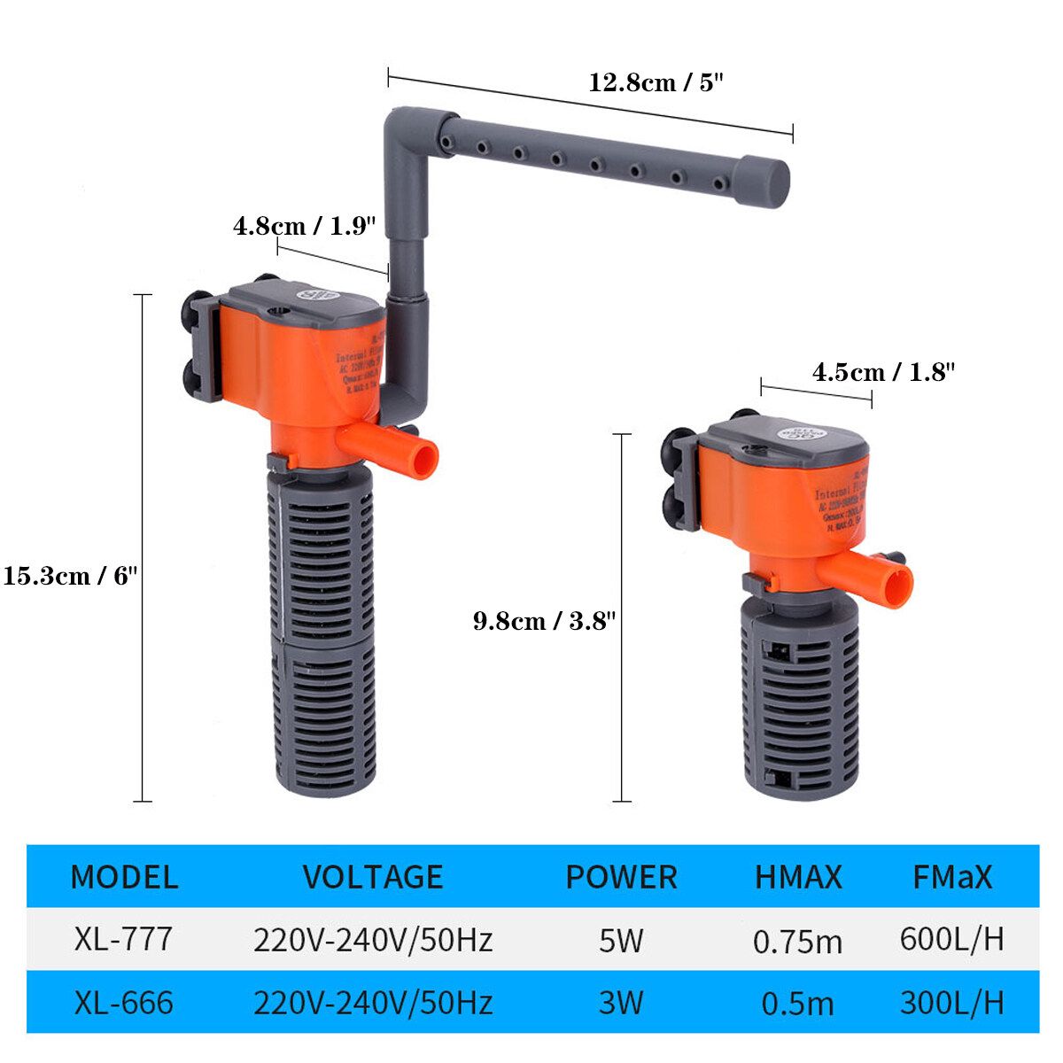 3 IN 1 3 / 5W Aquarium Water Pump Submersible Fish Tank Tropical Marine Filter XL-777