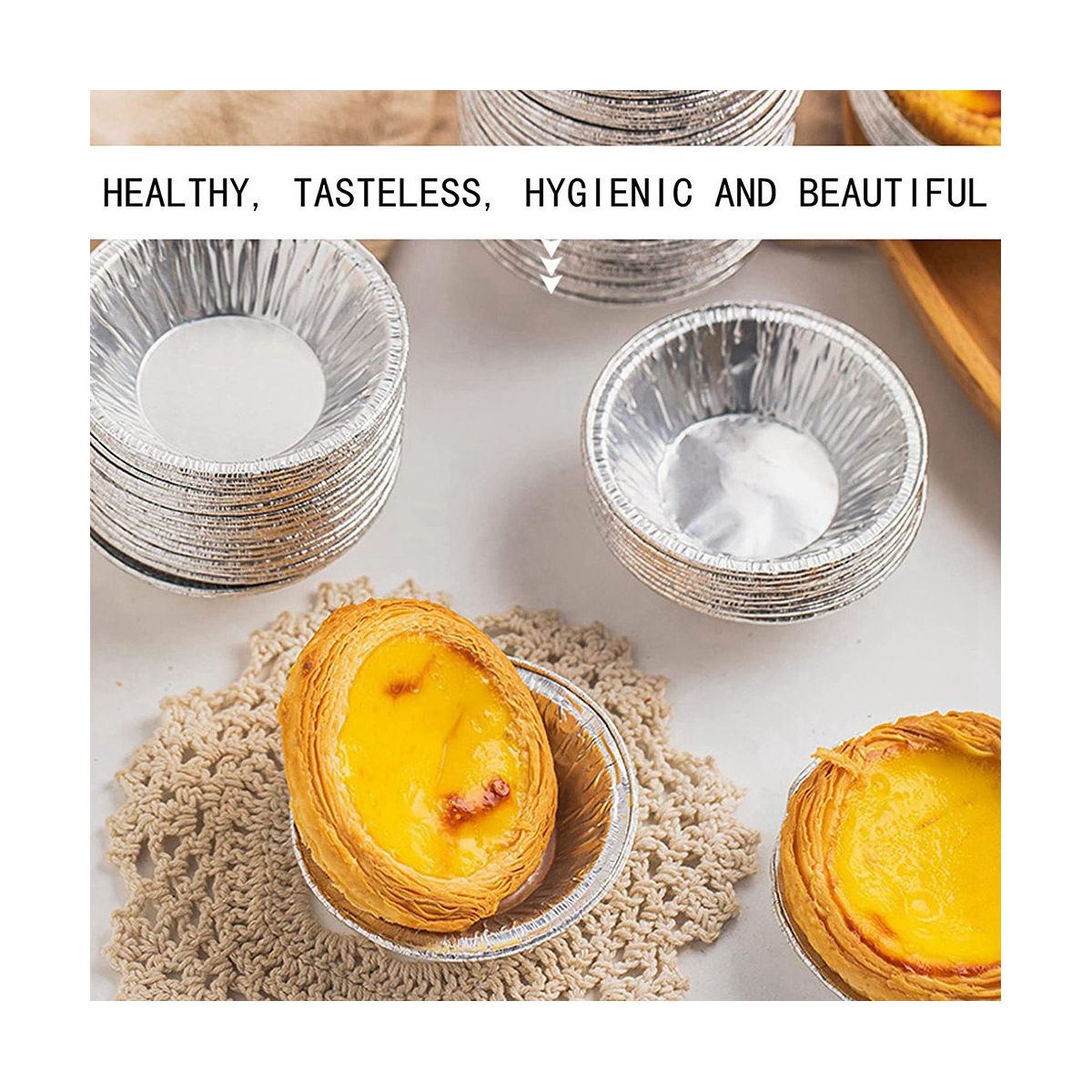 100Pcs Disposable Baking Cups, Aluminum Foil Pa