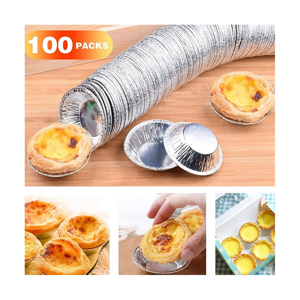 100Pcs Disposable Baking Cups, Aluminum Foil Pa