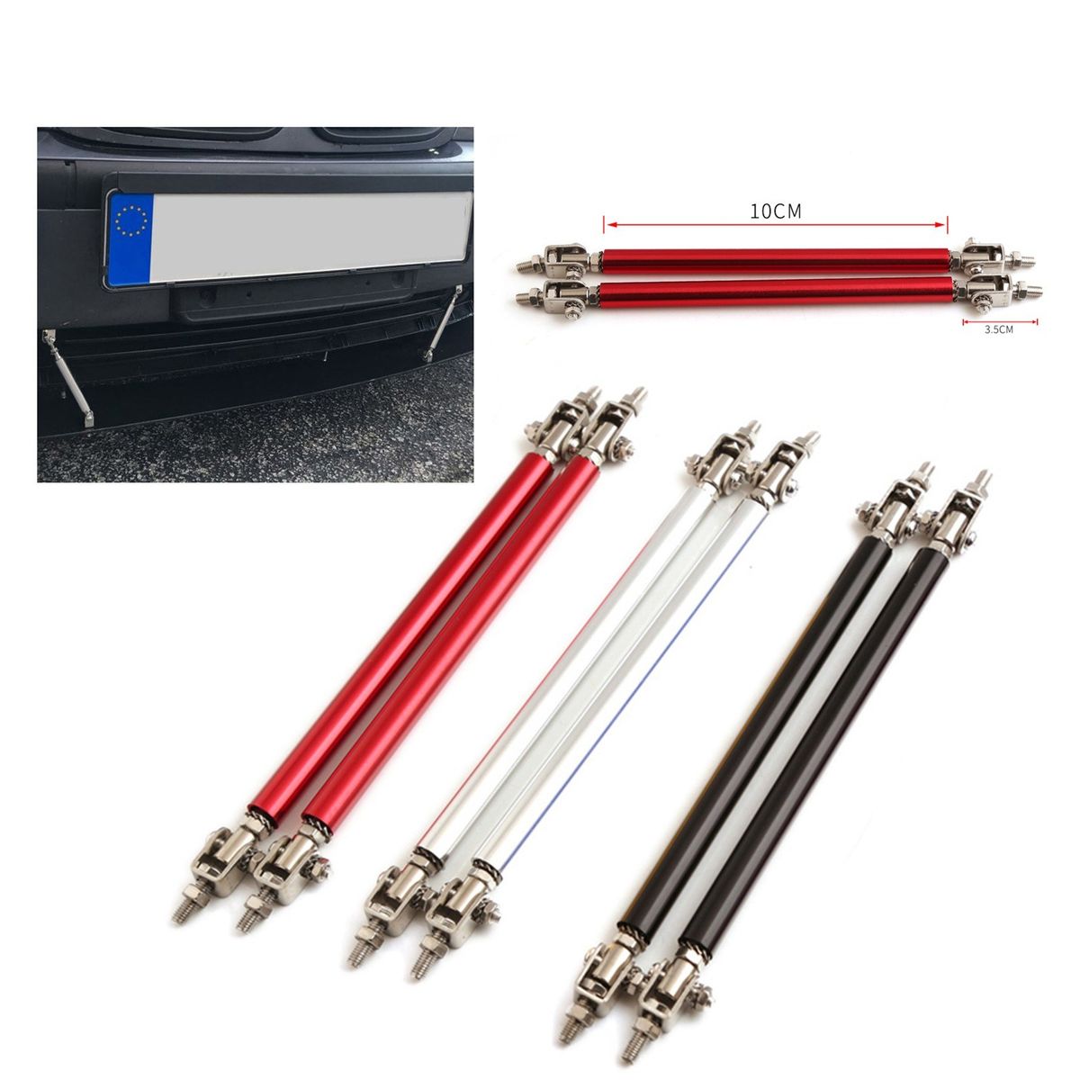 2PCS 100-200mm Adjustable Front Bumper Lip Splitter Strut
