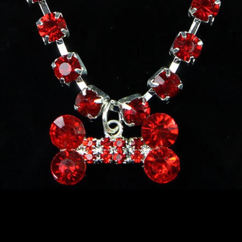 Cute Bone Heart Pendant Rhinestone Decor Necklace-Clear