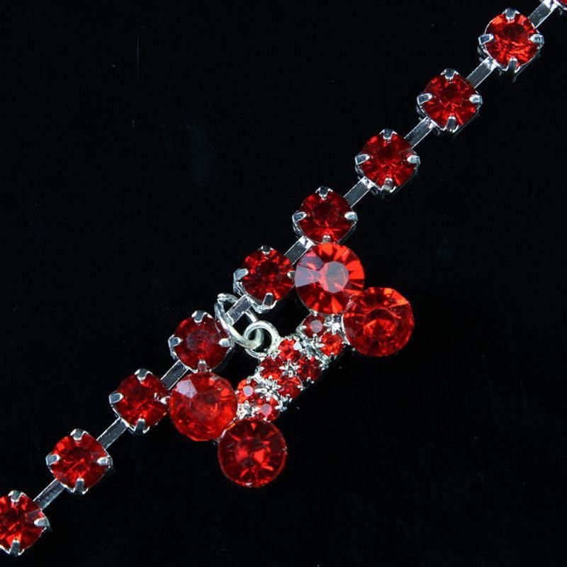 Cute Bone Heart Pendant Rhinestone Decor Necklace-Clear