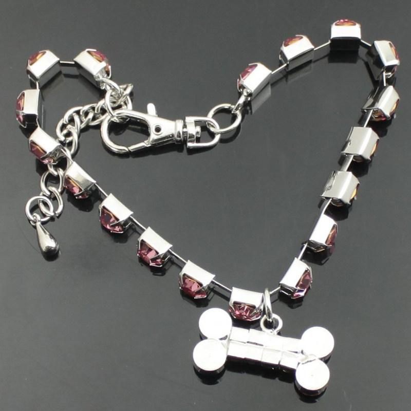 Cute Bone Heart Pendant Rhinestone Decor Necklace-Clear