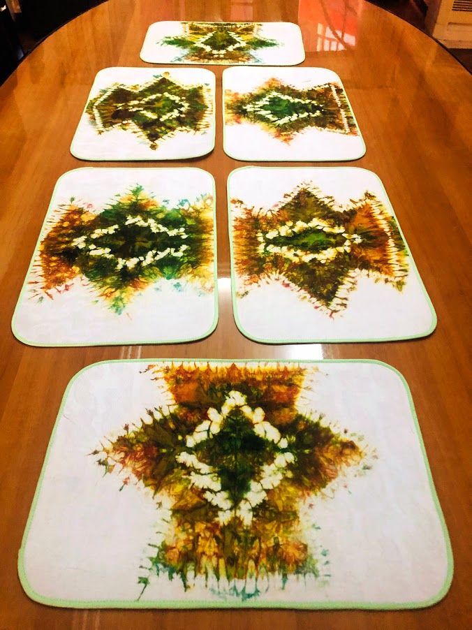 Multicoloured Set Of 6 Tie/dye Tablemats