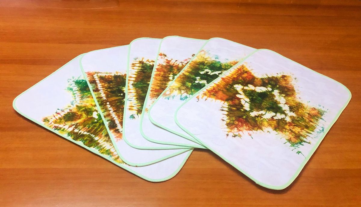 Multicoloured Set Of 6 Tie/dye Tablemats
