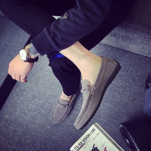 Men Suede Loafers Moccasins  Driving Shoes -grey