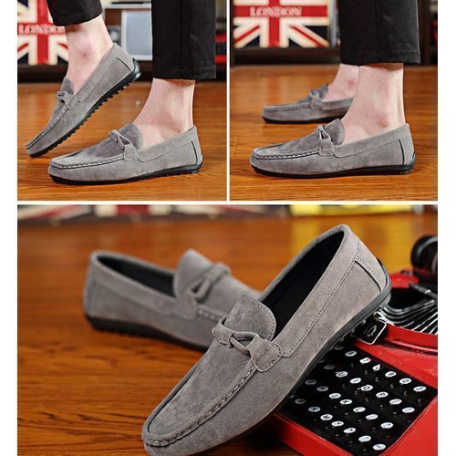 Men Suede Loafers Moccasins  Driving Shoes -grey