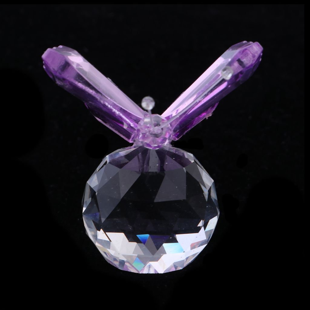 2xCrystal Flying Butterfly With Ball Base Figurine Cut Glass Ornament