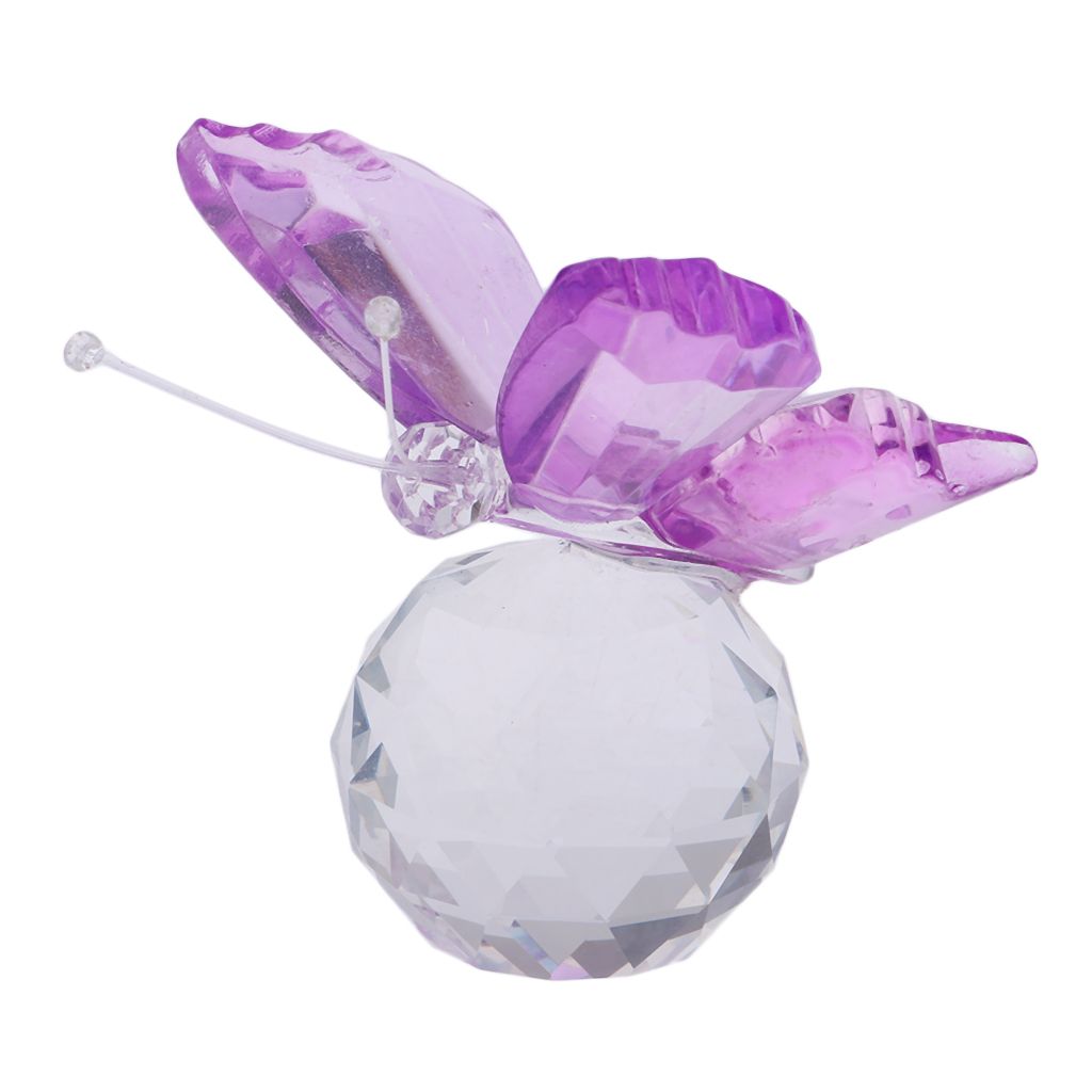 2xCrystal Flying Butterfly With Ball Base Figurine Cut Glass Ornament