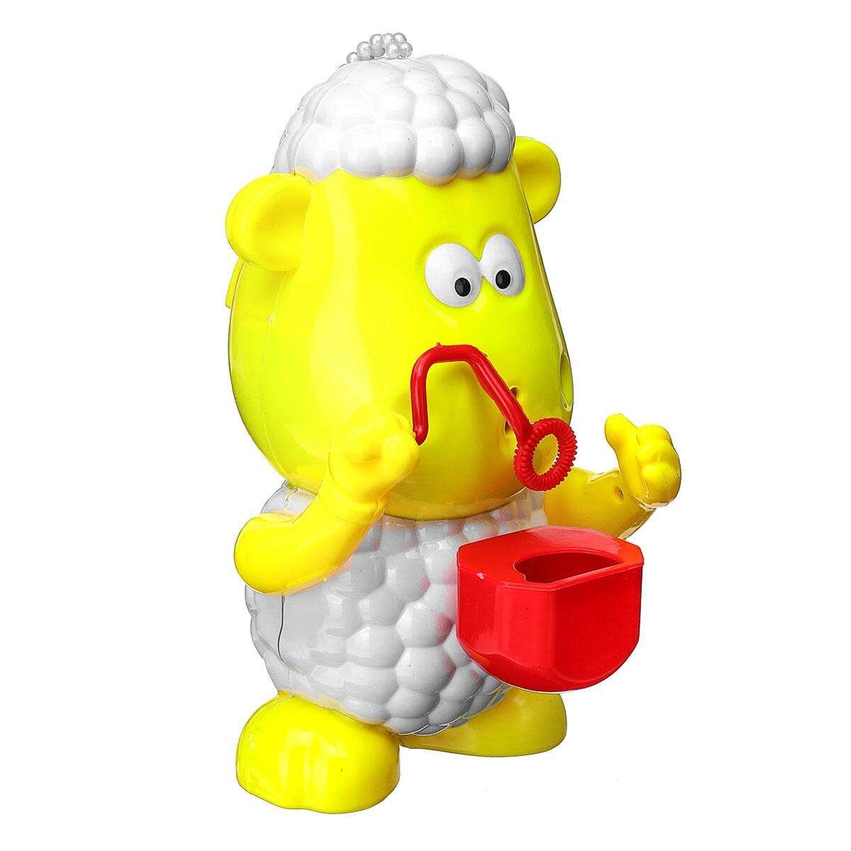 Kids Electric Bubble Tub Sheep Music Toy Automatic Shower Machine Blower Maker Yellow