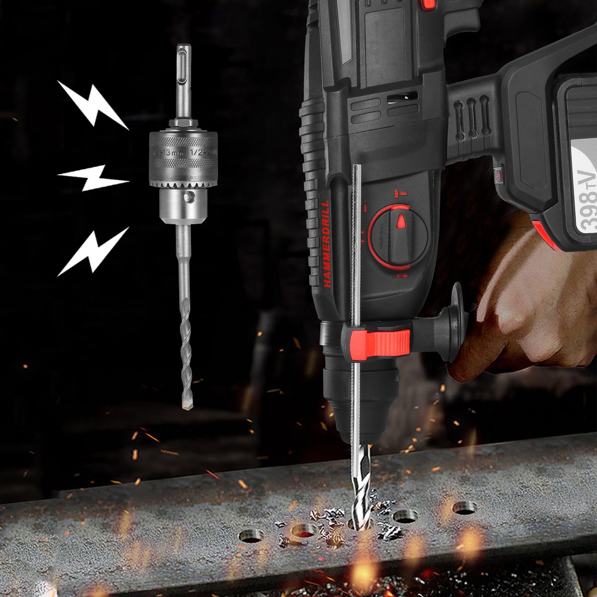 21V Brushless Heavy Duty 4 Function Rotary Hammer Drill 1