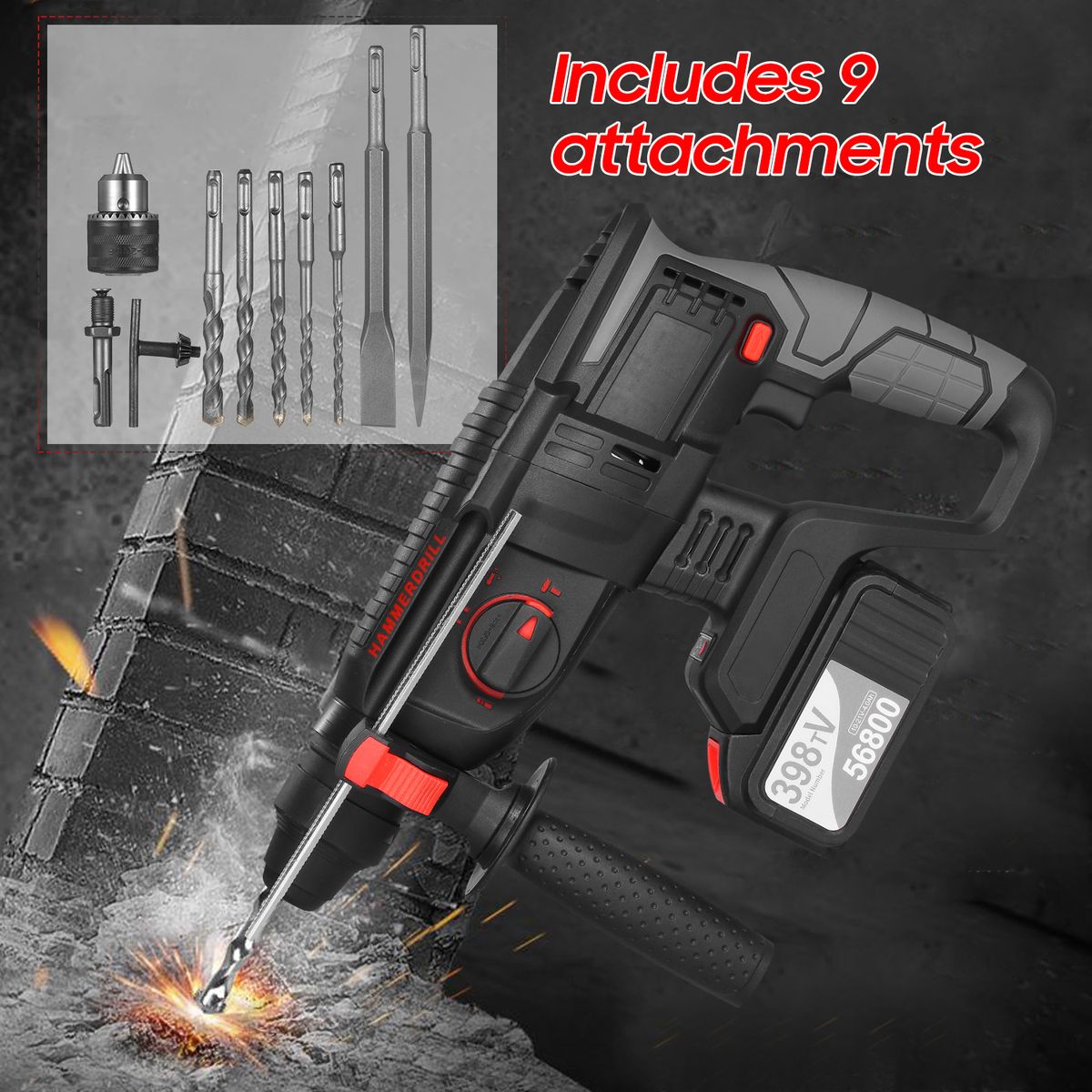 21V Brushless Heavy Duty 4 Function Rotary Hammer Drill 1