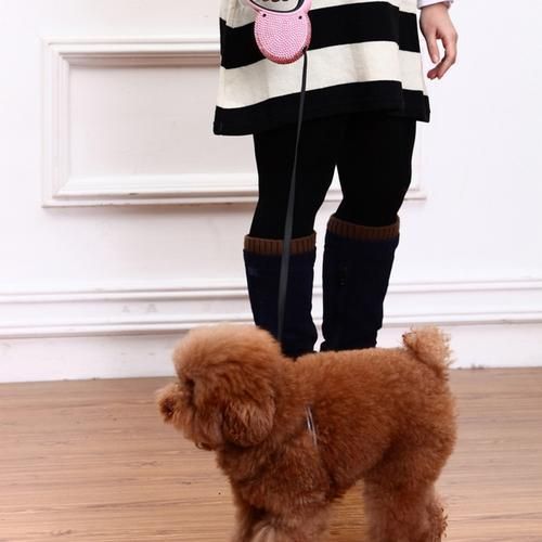 Pet Retractable Leash Pink Rhinestone Bling Crystal Dog Puppy Pet Lead Leash 3M Flat Line