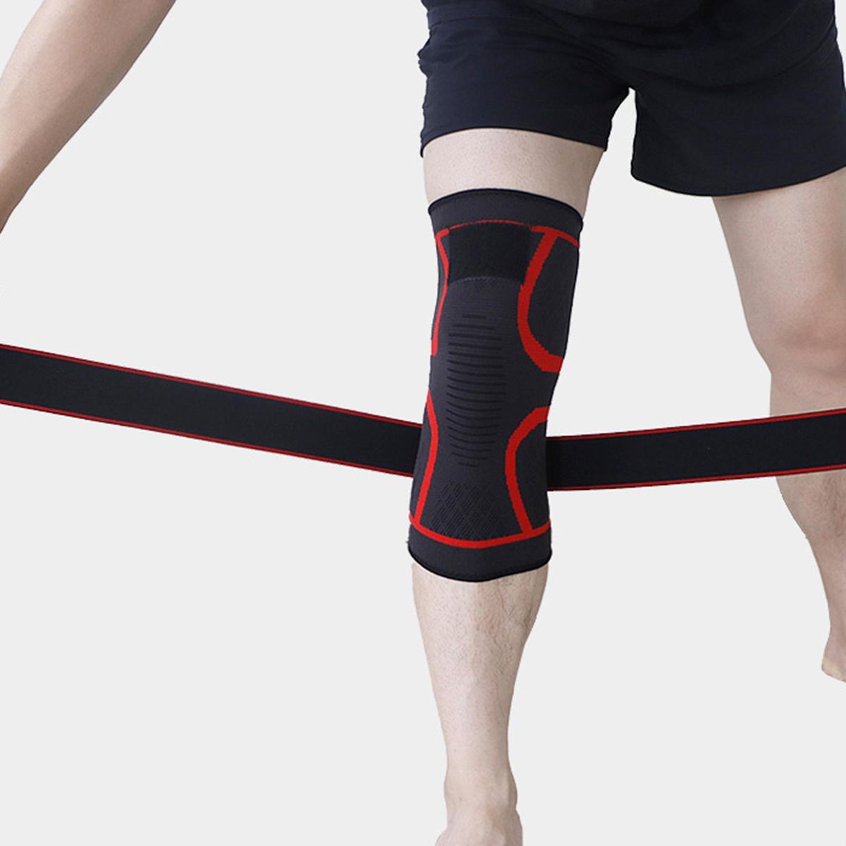 1 Set Sports Knee Compression Support Knee with Strap Red