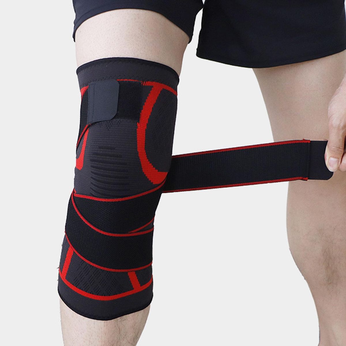 1 Set Sports Knee Compression Support Knee with Strap Red