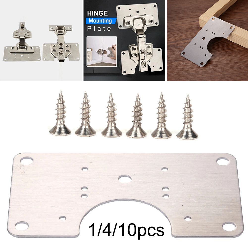 1/4/10pcs Stainless Steel Hinge Fixing Plate For Cabinet Door Repair Kitchen Hinge Fixing Plate Cabinet Door Hinges For Kitchen