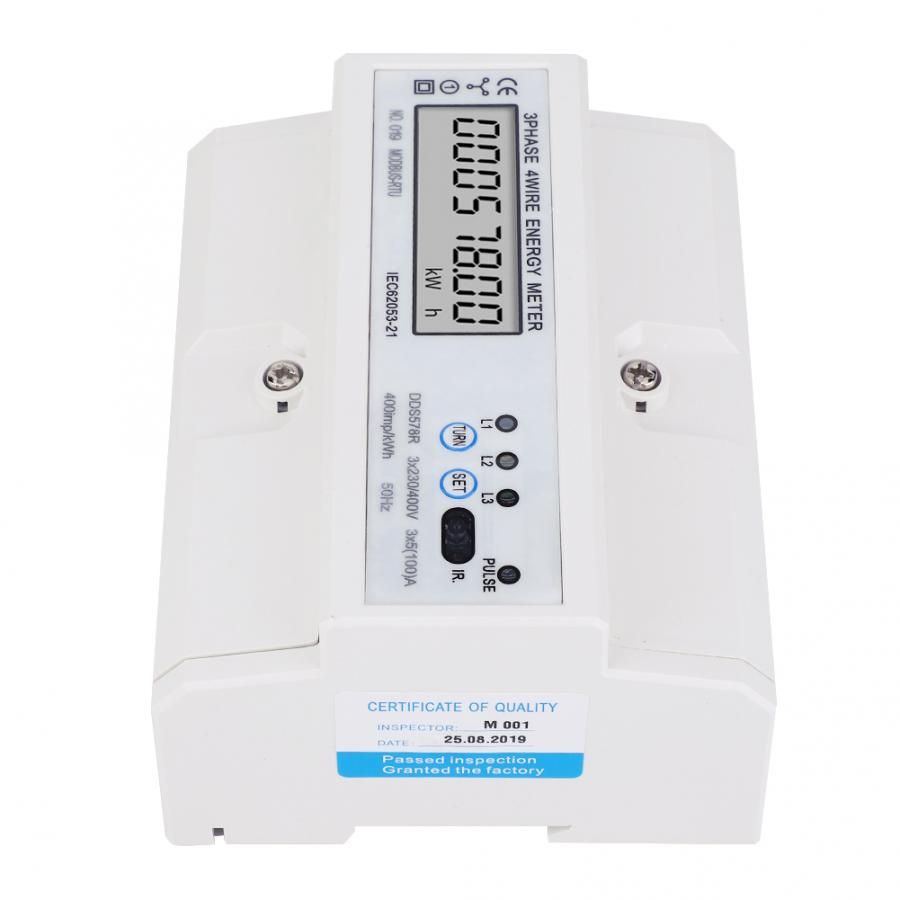 3 Phase 4 Wire Digital LCD KWH Meter DIN Rail Wattmeter Electric Energy Meter With RS485 Power Meter