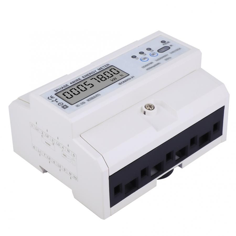 3 Phase 4 Wire Digital LCD KWH Meter DIN Rail Wattmeter Electric Energy Meter With RS485 Power Meter