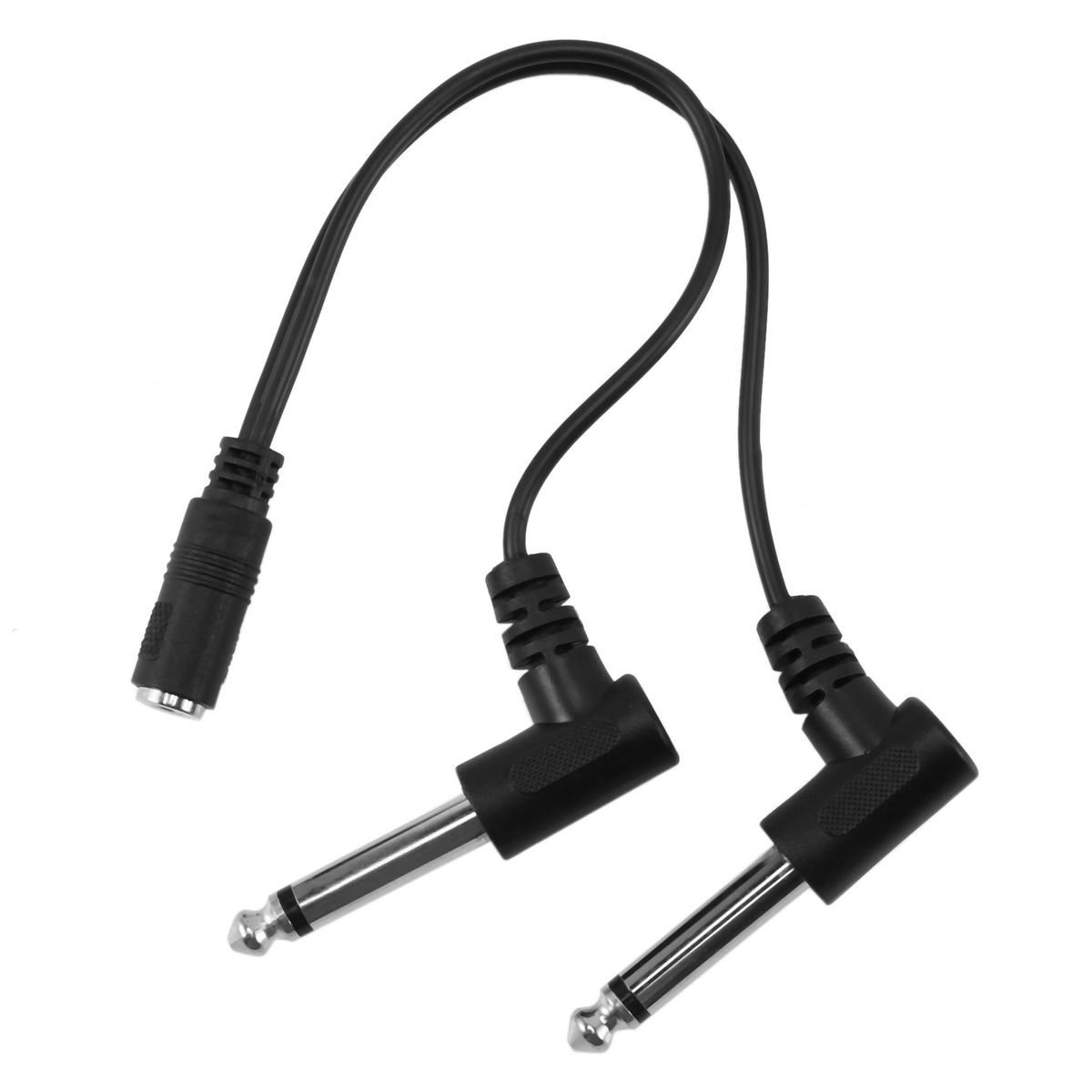 3.5mm Mini 1/8 inch TRS Stereo Female Jack to Dual 1/4 6.35mm Male Plug Mono TS Right Angle Audio Adapter Y Splitter Cable