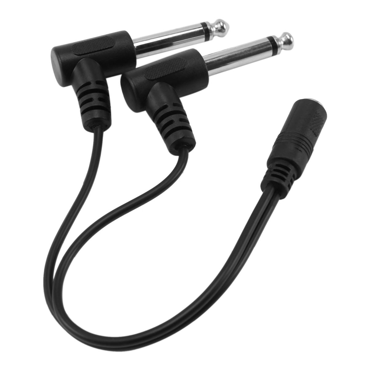 3.5mm Mini 1/8 inch TRS Stereo Female Jack to Dual 1/4 6.35mm Male Plug Mono TS Right Angle Audio Adapter Y Splitter Cable