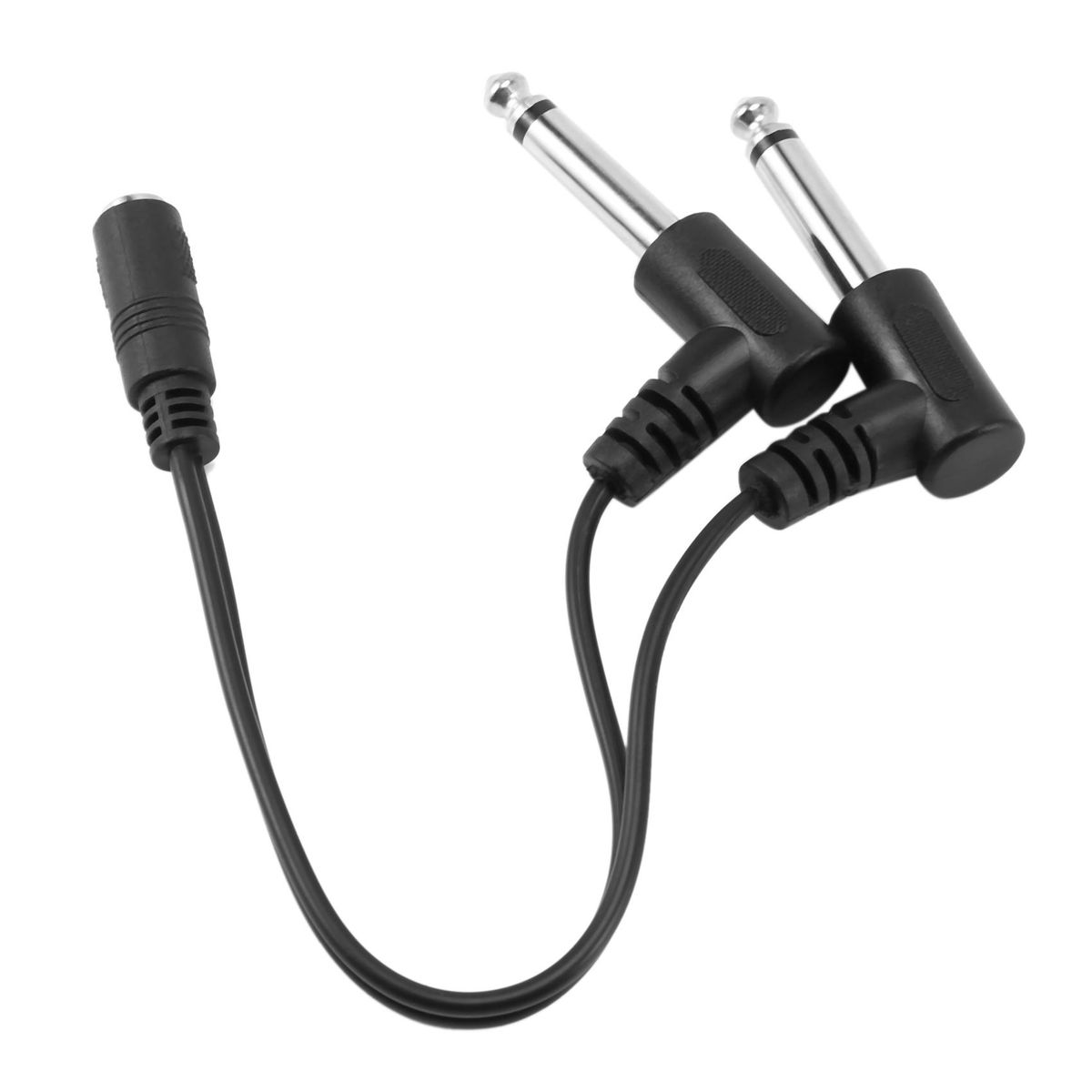 3.5mm Mini 1/8 inch TRS Stereo Female Jack to Dual 1/4 6.35mm Male Plug Mono TS Right Angle Audio Adapter Y Splitter Cable