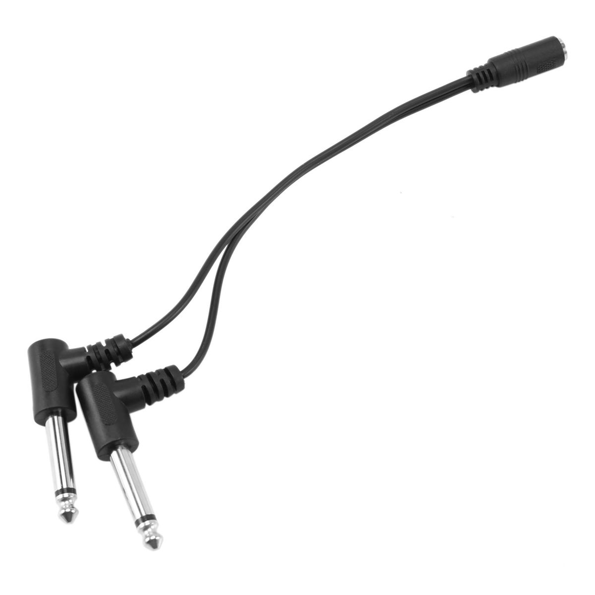 3.5mm Mini 1/8 inch TRS Stereo Female Jack to Dual 1/4 6.35mm Male Plug Mono TS Right Angle Audio Adapter Y Splitter Cable