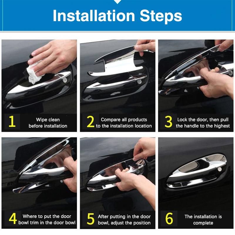 for Toyota RAV4 RAV 4 Mk2 II XA40 2013~2018 Chrome Smart Door Handle Cover Car Decorate Accessories Styling Protective Stickers
