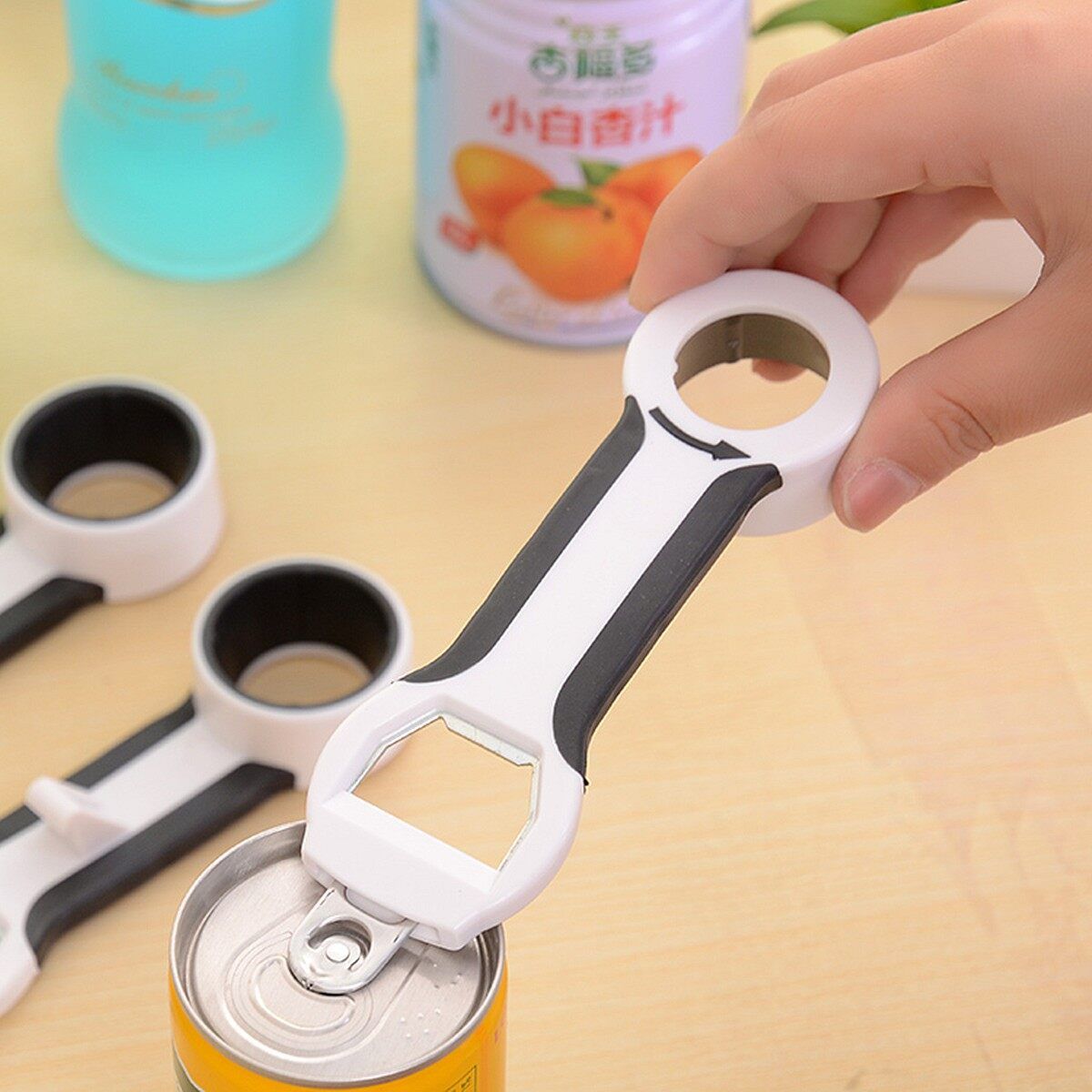 4 In 1 Handy Can Bottle Cap Canning Lid Tab Opener Comfort Grip Kitchen