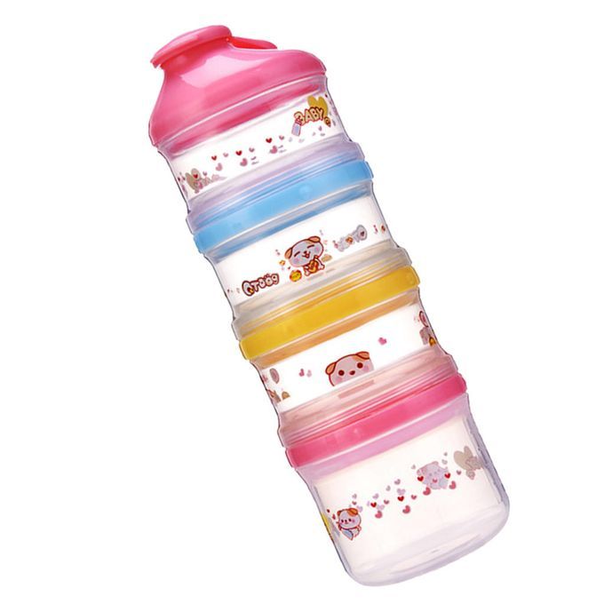 4 Layers Baby Milk  Formula Dispenser Food Container Pink