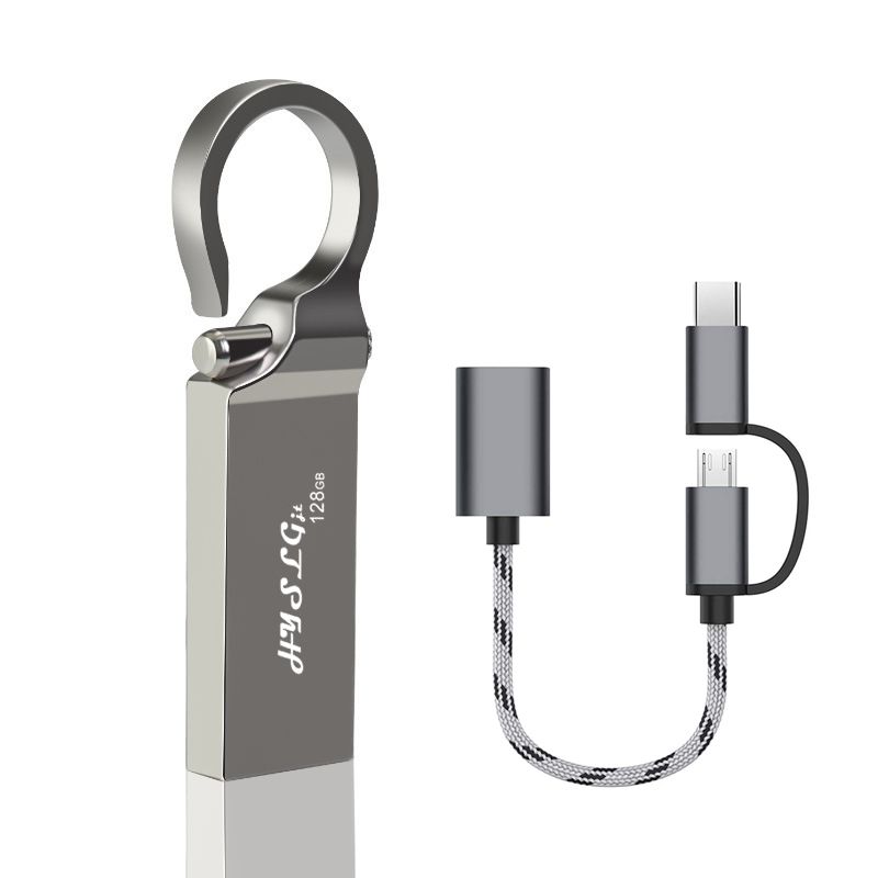 128 GB Metal  Usb Flash Drive  Adapter Cable  2 In 1 Set