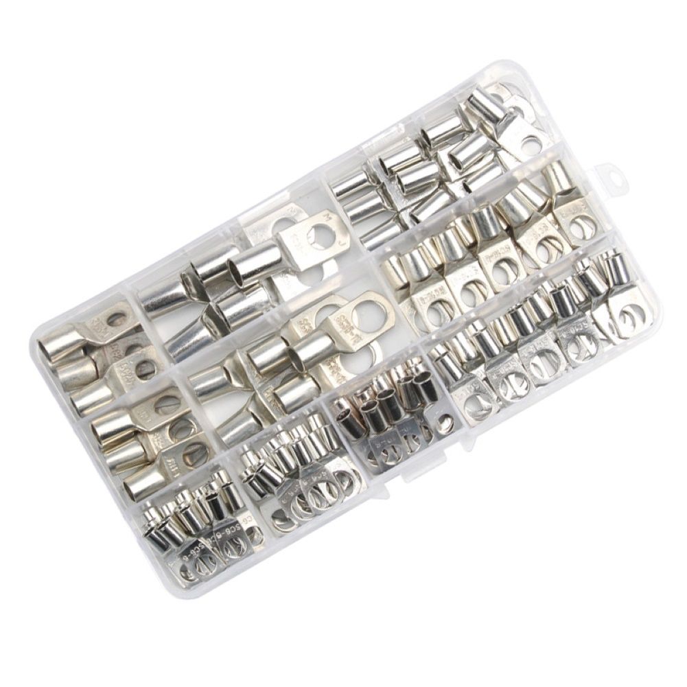 100Pcs SC Tinned Copper Lugs Ring Electric Wire-Silver