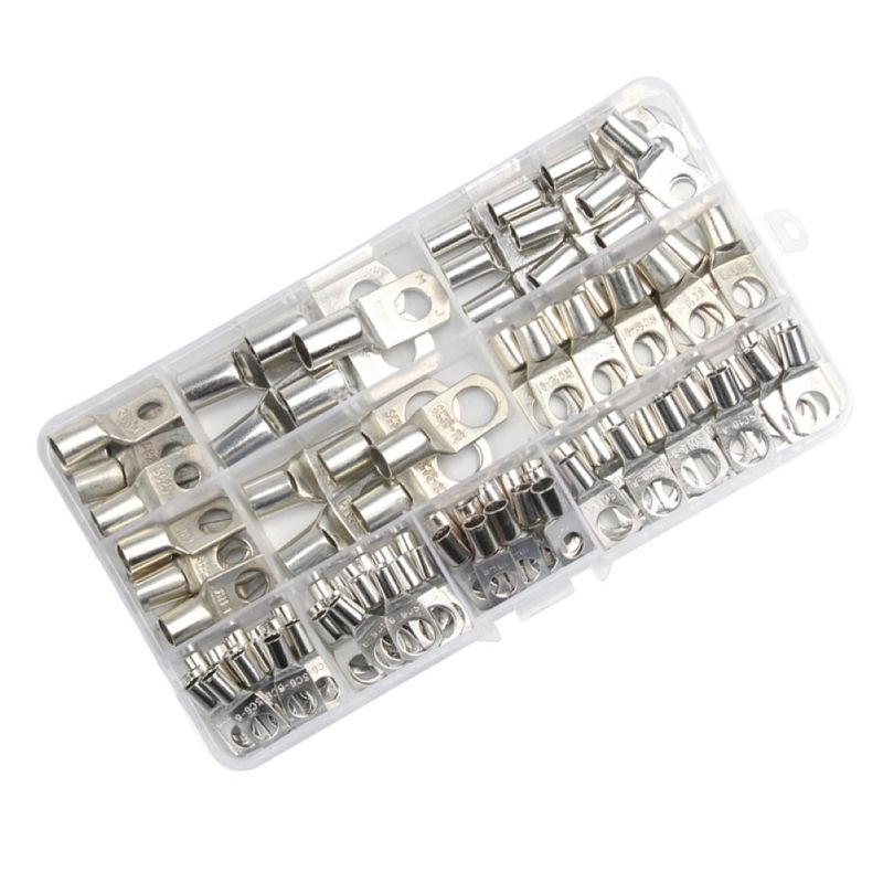 100Pcs SC Tinned Copper Lugs Ring Electric Wire-Silver