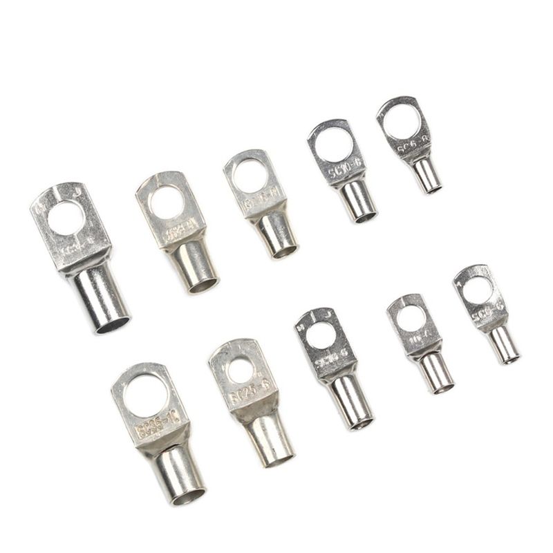 100Pcs SC Tinned Copper Lugs Ring Electric Wire-Silver