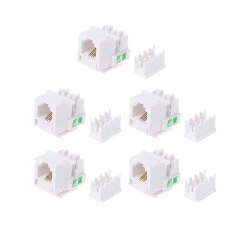 5Pcs Tool-free Telephone Module RJ11 Network CAT3 Voice Module Gold-plated Adapter Telephone Extender Keystone