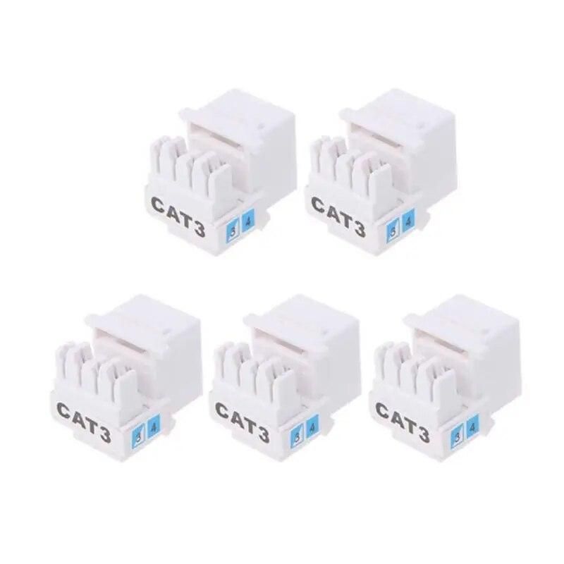 5Pcs Tool-free Telephone Module RJ11 Network CAT3 Voice Module Gold-plated Adapter Telephone Extender Keystone
