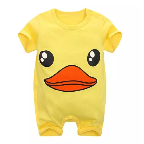 Unisex Pure Cotton Short Sleeve Duck Romper - Yellow