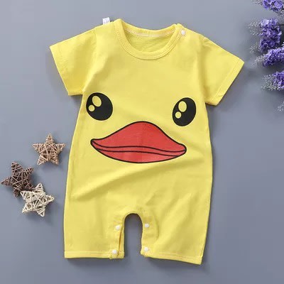 Unisex Pure Cotton Short Sleeve Duck Romper - Yellow