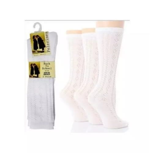 Back To School Girls Socks - White - Set Of 6