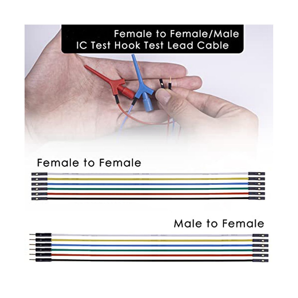 Test Lead SetEst Hook Clips Silicone Jumper Wires Cable for Logic Analyzer Electrical Testing