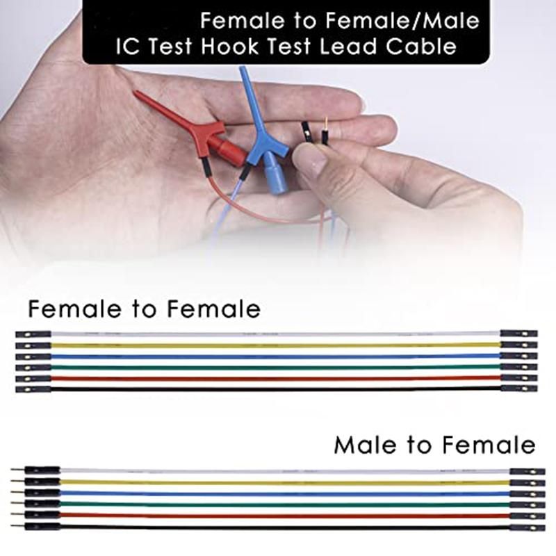 Test Lead SetEst Hook Clips Silicone Jumper Wires Cable for Logic Analyzer Electrical Testing
