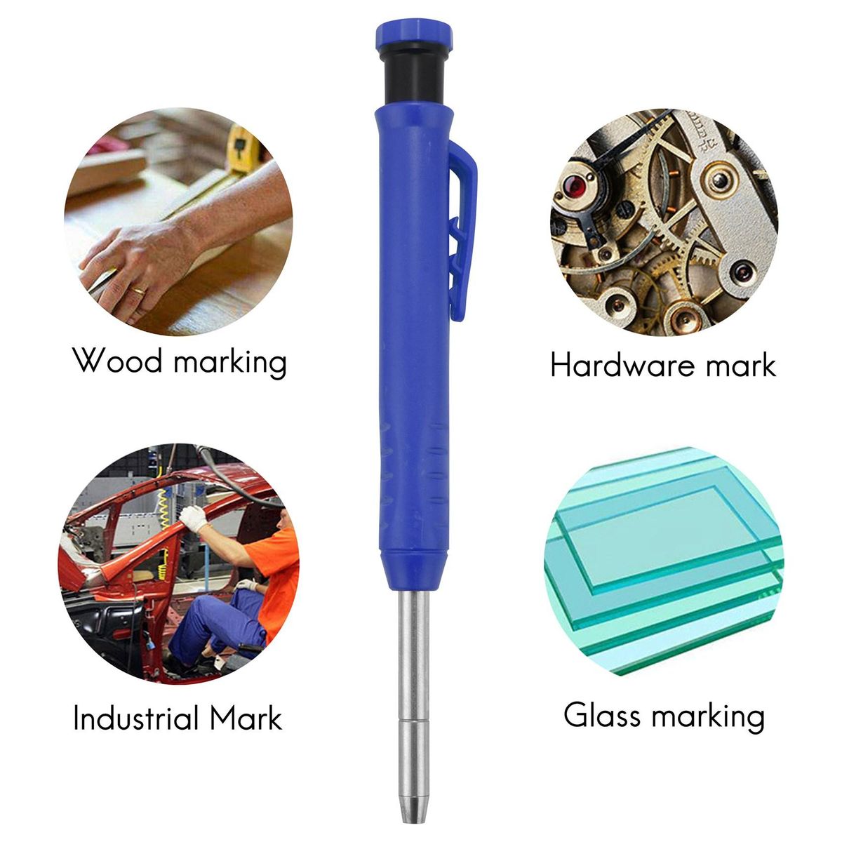 Solid Carpenter Pencil Set with 7 Refill Set Leads Built-in